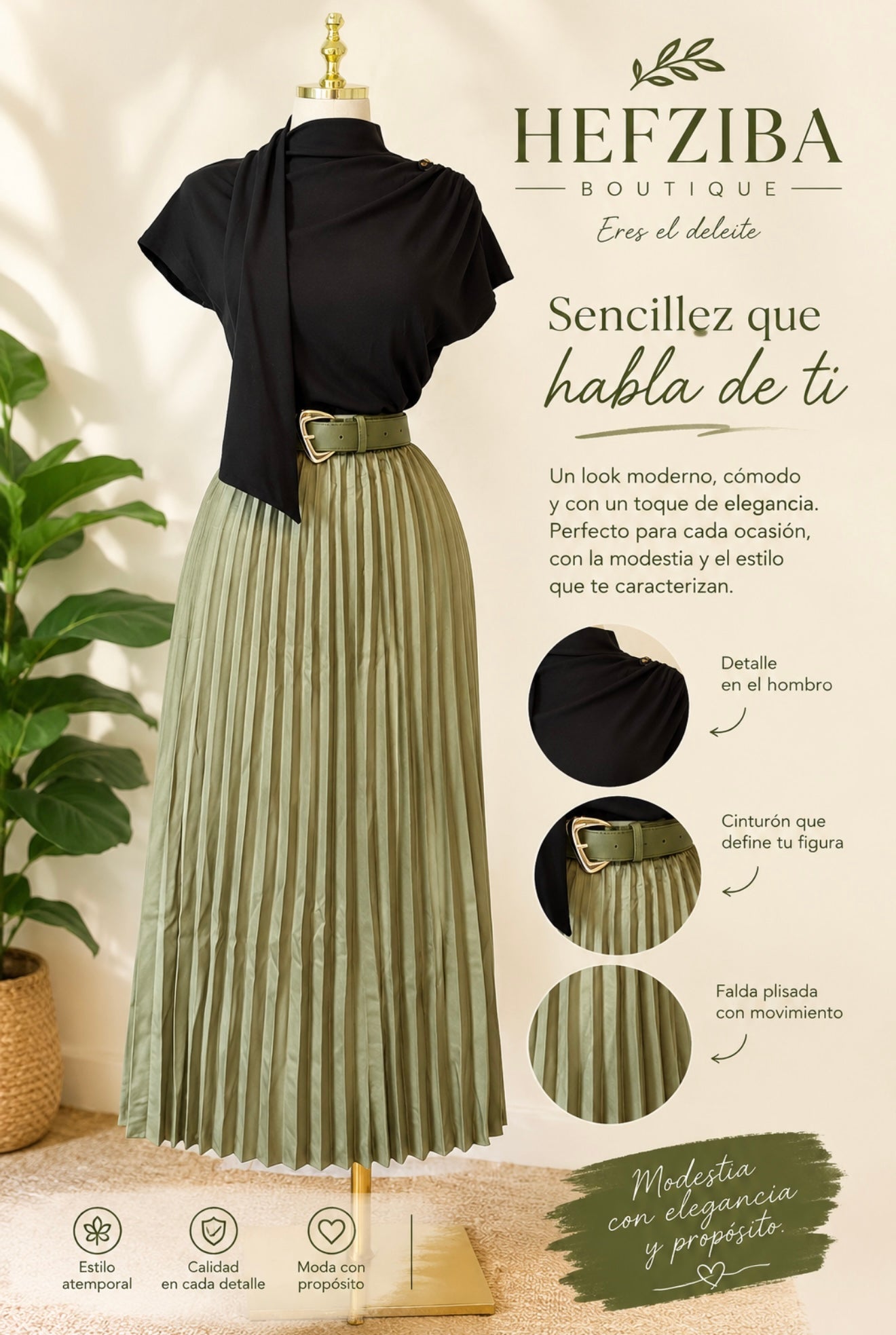 Faldas plisadas Olivo