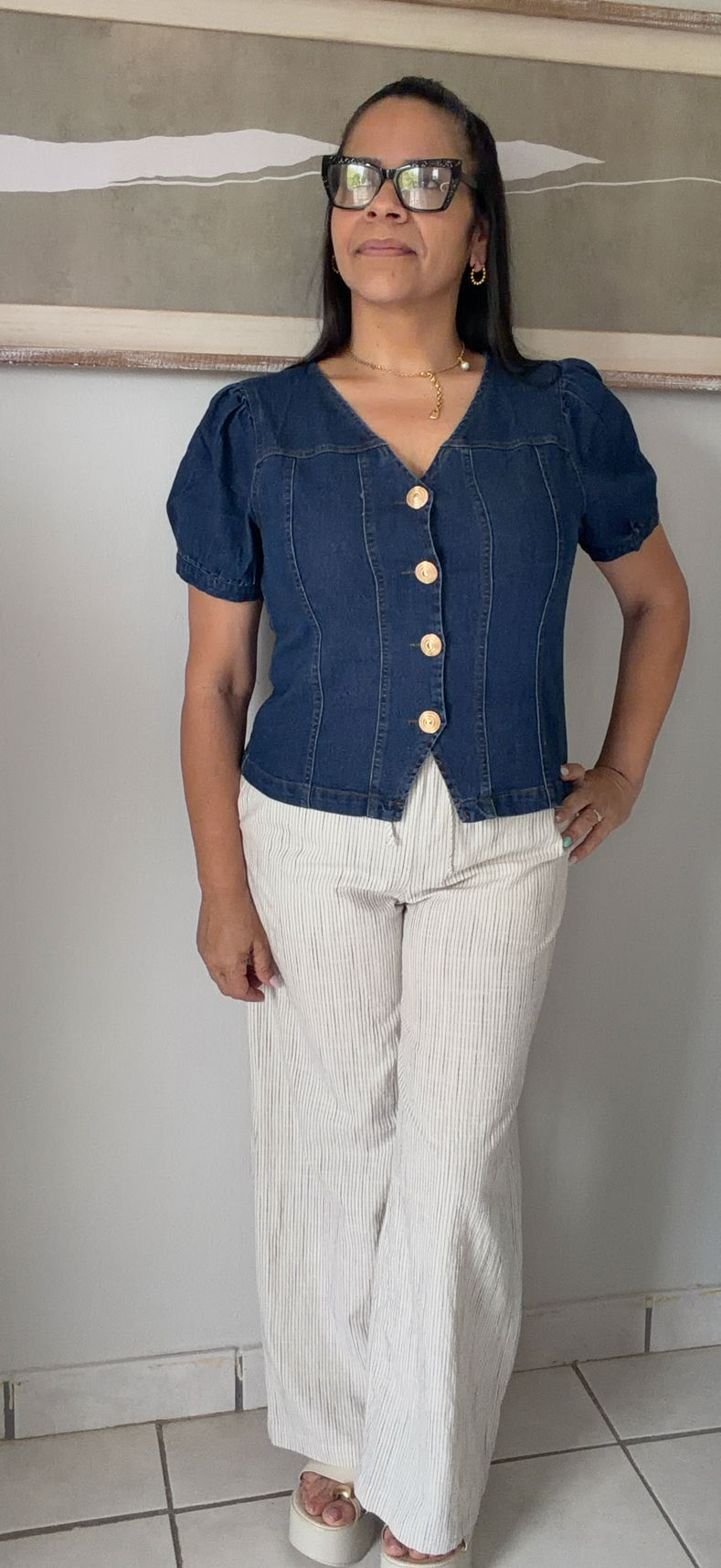 Blusa Denim Elegante